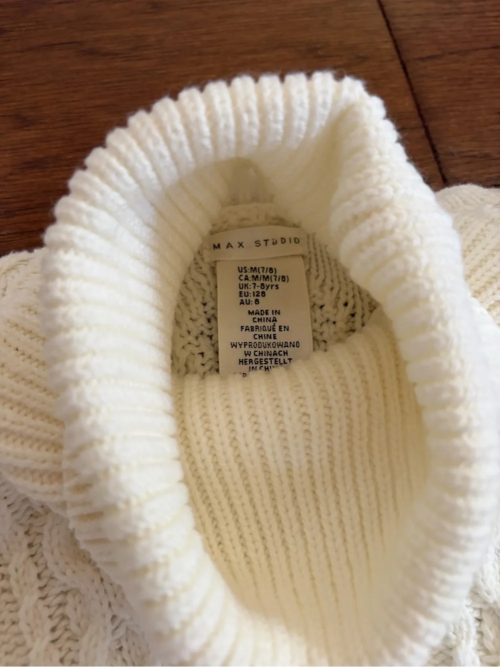 Max Studio Ivory Cable Knit Turtleneck Sweater